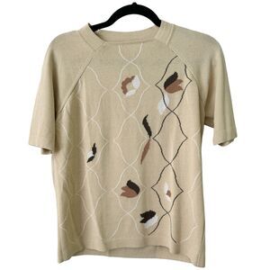 Como Sport Autumn Floral Short Sleeve Sweater Made In Italy Size Small